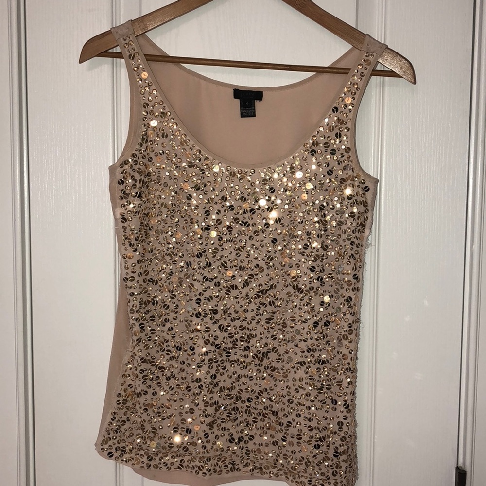 J Crew Glitter Silk Tank Sz 0